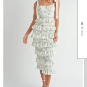Elisa Ruffle Tiered Bustier Midi Dress from LWD .